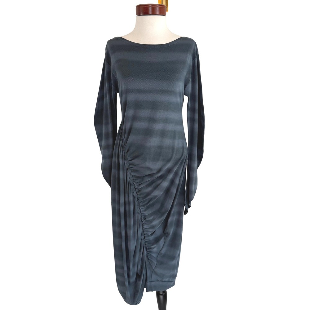Matthildur M Ruched Asymmetrical Dress XS Blue Gray Lagenlook Avant Garde‎ NWT
